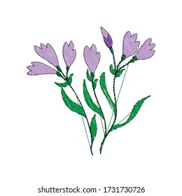 Vector color illustration of a flower. Stock illustration in the Doodle style on a white background filled in silhouette for thematic drawings and children's books