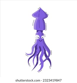 Vector color illustration of a funny squid.