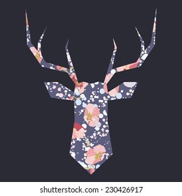 Vector Color Illustration With Geometric Deer Head