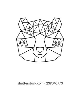 Vector color illustration with geometric panda of triangles. Origami style.