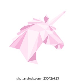 Vector Color Illustration With Geometric Unicorn Head