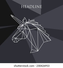 Vector Color Illustration With Geometric Unicorn Head