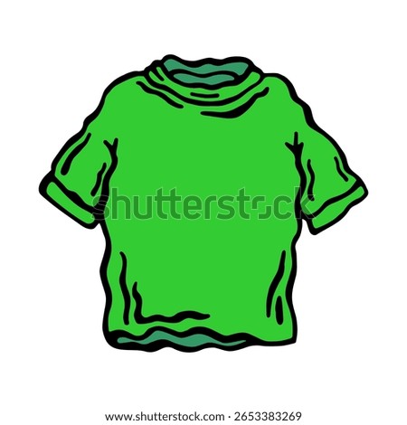 Vector color illustration of a green t-shirt on a white isolated background