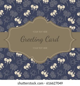 Vector color illustration. Greeting card with ivory repetition of small flowers