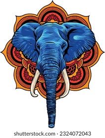 vector color illustration of head African elephant