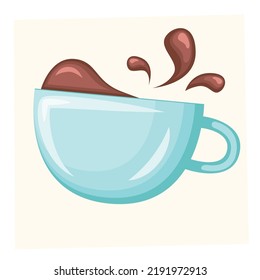 Vector color illustration of a hot coffee cup, for cafeterias menu, restaurants, websites, posters, coffee shops etc.