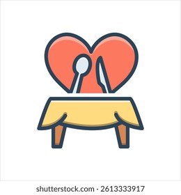 Vector color illustration icon for dinner date