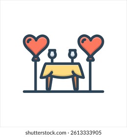 Vector color illustration icon for romantic date