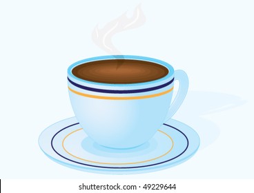 Vector color illustration with the image of a cup of morning coffee