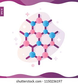 Vector color illustration isolated on white of chemistry molecule icon. Science technology. flat design for chemistry, laboratory, science, biotechnology concepts.