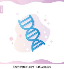 Vector color illustration isolated on white of dna molecule icon. Science technology. flat design for chemistry, laboratory, science, biotechnology concepts.