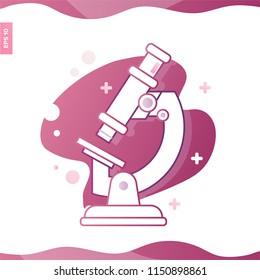 Vector color illustration isolated on white of chemistry biology microscope icon. Science technology. flat design for chemistry, laboratory, science, biotechnology concepts.