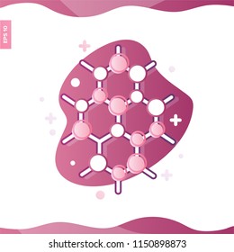 Vector color illustration isolated on white of chemistry molecule icon. Science technology. flat design for chemistry, laboratory, science, biotechnology concepts.
