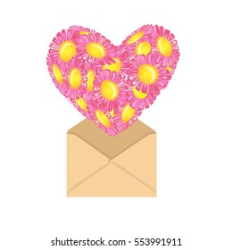The vector color illustration with letter and flowers