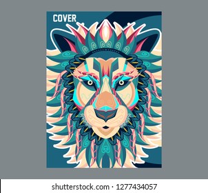 Vector color illustration of lion head - Vector 