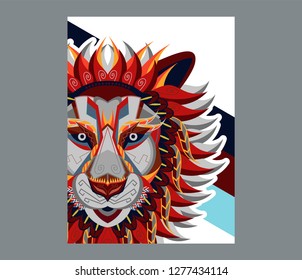 Vector color illustration of lion head - Vector 