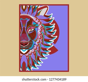 Vector color illustration of lion head - Vector 