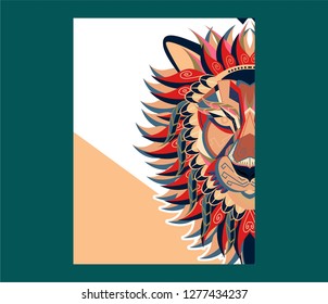 Vector color illustration of lion head - Vector 