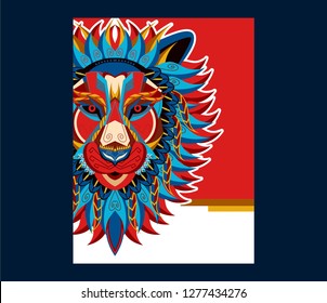 Vector color illustration of lion head - Vector 