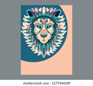 Vector color illustration of lion head - Vector 