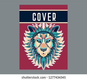Vector color illustration of lion head - Vector 