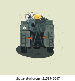 Vector color illustration of military truck .
