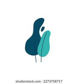 Vector color illustration with naturel plant. Single object without background. Trees, leafs. flower in pot, cactus. Cartoon funny cute imge for kids.
