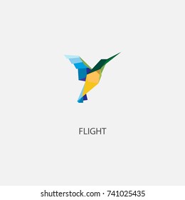 Vector color illustration of origami bird
