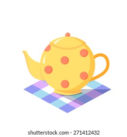 Vector color illustration painted teapot