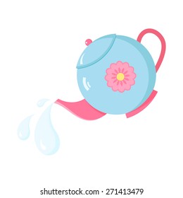 Vector color illustration painted teapot