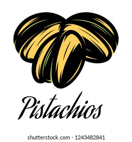Vector color illustration of a pistachios pod.