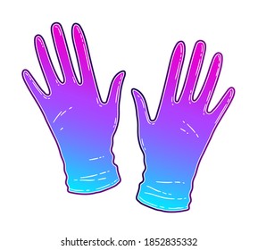 Ilustración de color vectorial de guantes de goma aislados en fondo blanco.