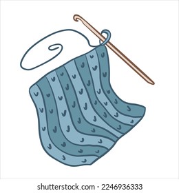 Vector color illustration of sample of knitted pattern on knitting crochet