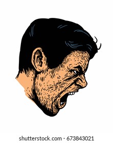 Screaming Face Profile Stock Illustrations, Images & Vectors | Shutterstock