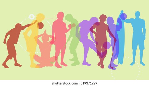 Vector color illustration silhouettes of different sport 