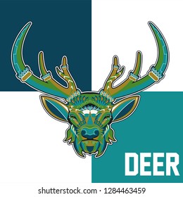 Vector color illustration of sitting deer - Vector