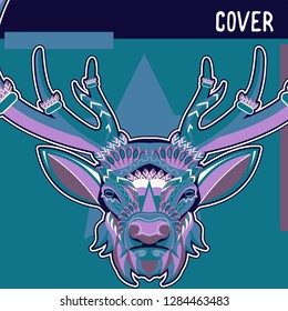 Vector color illustration of sitting deer - Vector