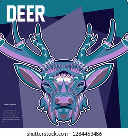 Vector color illustration of sitting deer - Vector