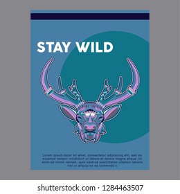 Vector color illustration of sitting deer - Vector