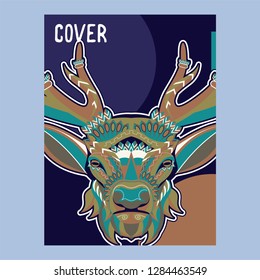 Vector color illustration of sitting deer - Vector