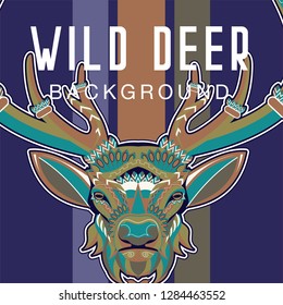 Vector color illustration of sitting deer - Vector