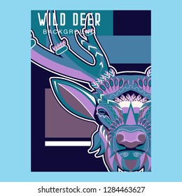 Vector color illustration of sitting deer - Vector