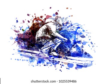 Vector color illustration of a skier 