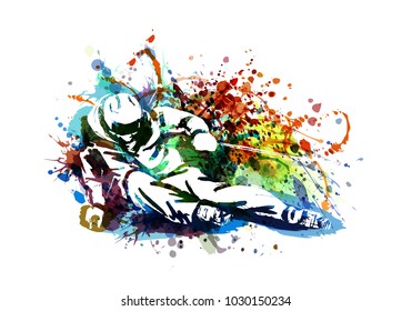 Vector color illustration of a skier 