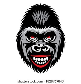 Vector Color Illustration Smiling Gorilla Head Stock Vector (Royalty ...