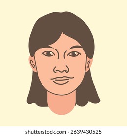 Vector color illustration of a smiling woman with dark hair. Avatar. Face. Vector art. Illustration