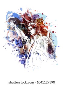 Vector color illustration of a Statue of Liberty