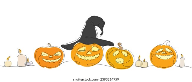 VektorfarbIllustration mit stylistischen Kürbis- und Kerzen zu Halloween