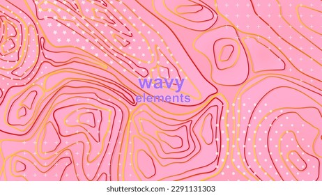 Vektorfarbige Illustration mit topografischen abstrakten Linien, Texturen und Kinks. EPS10.