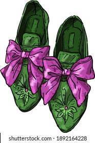 Vector color illustration with vintage antique retro shoes